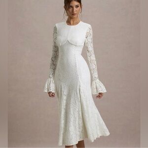 Club London Maxi White Lace Dress